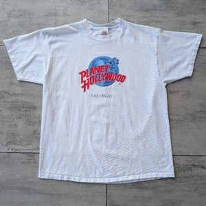 Vintage Planet Hollywood Las Vegas White Graphic T Shirt Single Stitch XL